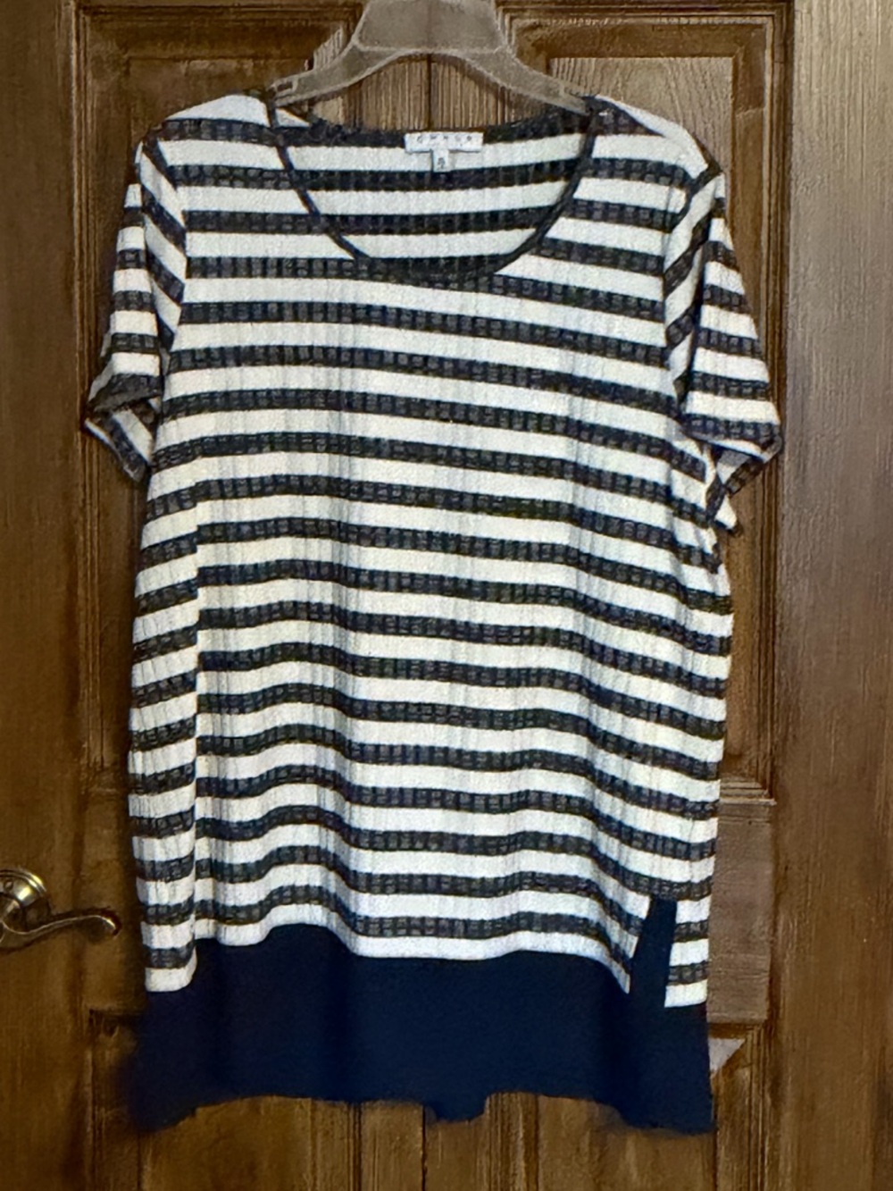 Chaus Blue  and White Striped Short-Sleeve Tunic